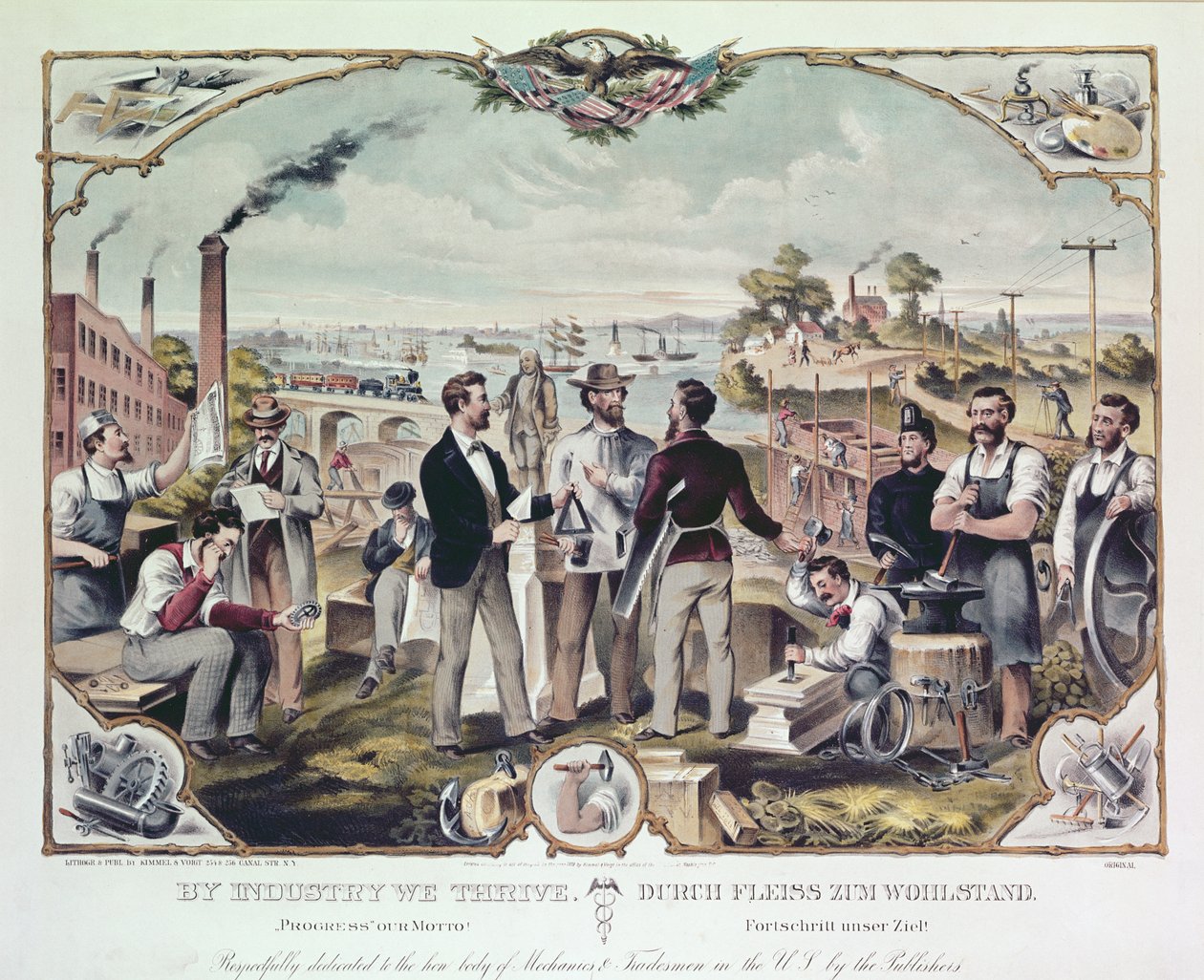 Av Industry We Thrive, utgitt av Kimmel og Voigt, 1873 av American School