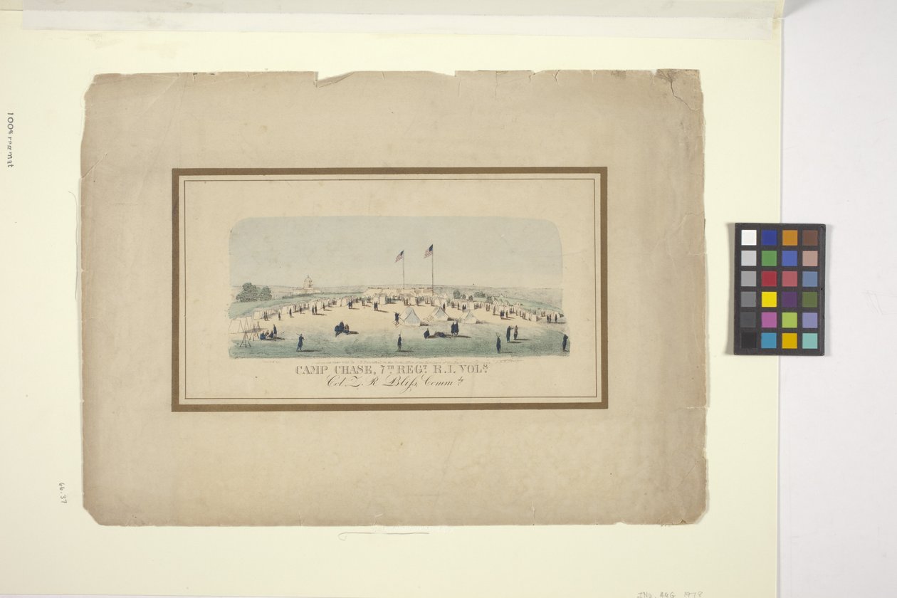 Camp Chase, 7th Regt., R.I. Vols. (håndfarget litografi) av American School
