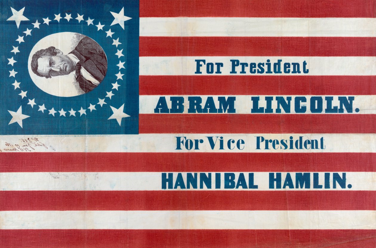 Kampanjeflagg for Abraham Lincoln av American School