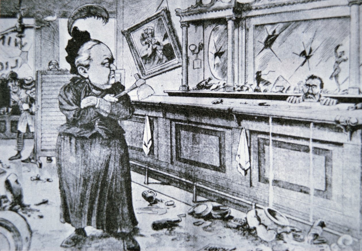 Carry Nation med øksen sin, ca. 1905 (litho) av American School