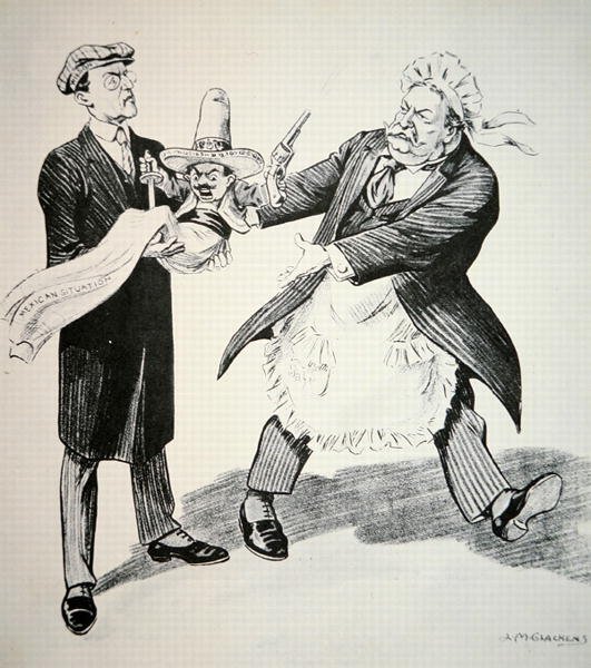 Tegneserie som viser president William H. Taft (1857-1930) som overlater den problematiske 