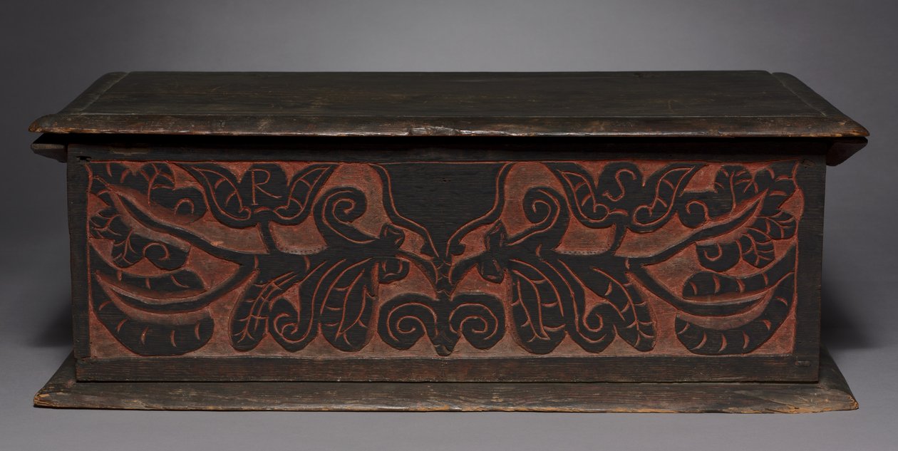 Utskåret eske, 1680-1700 av American School