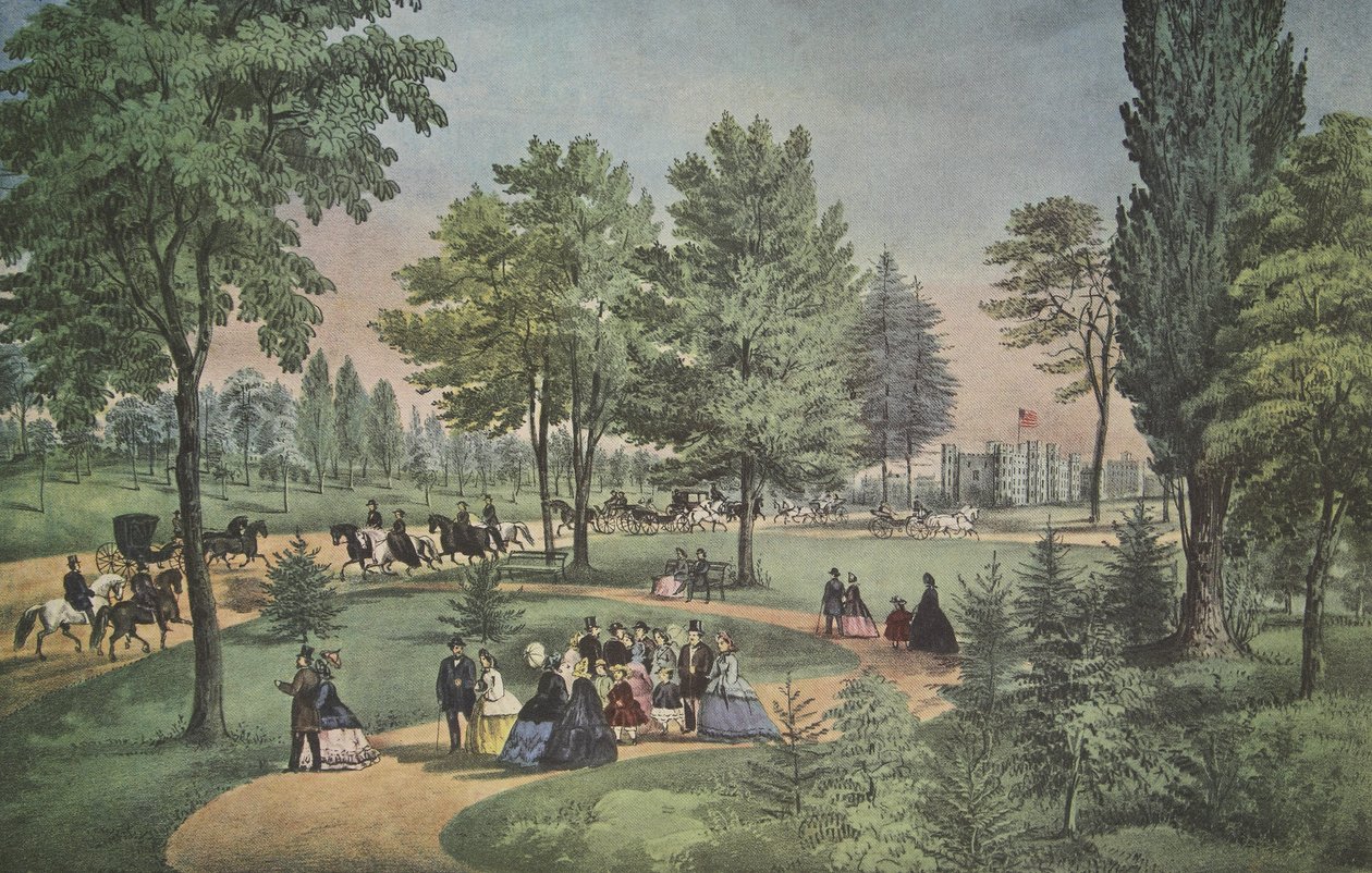 Central Park, The Drive, Currier & Ives, pub. 1862 av American School