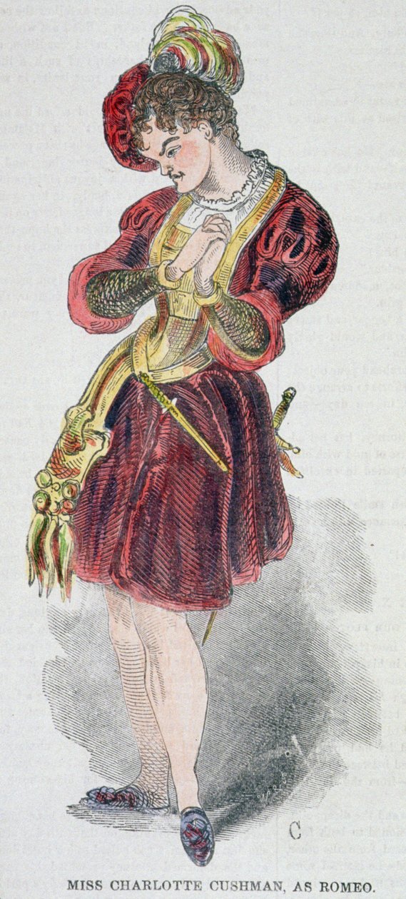 Charlotte Cushman (1816-76) i kostyme som Romeo, 1851 av American School
