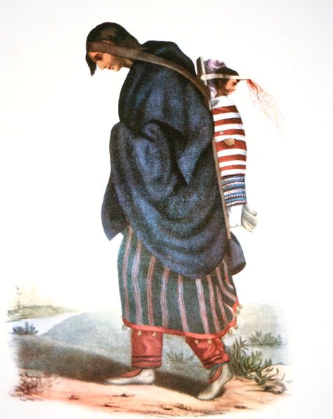 Chippewa Mother and Baby, ca. 1821 (farge litho) av American School