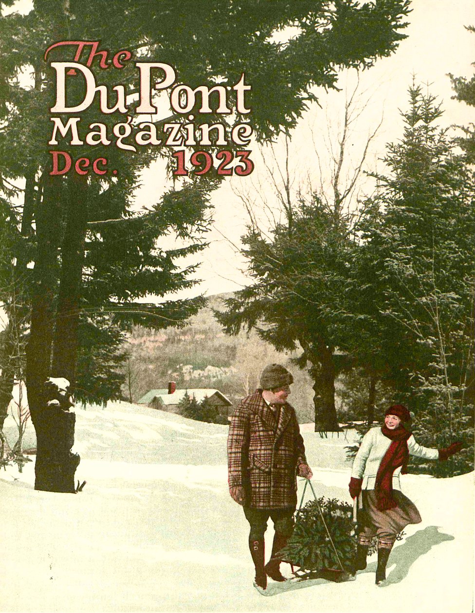 Juletre, forside av DuPont Magazine, desember 1923 av American School