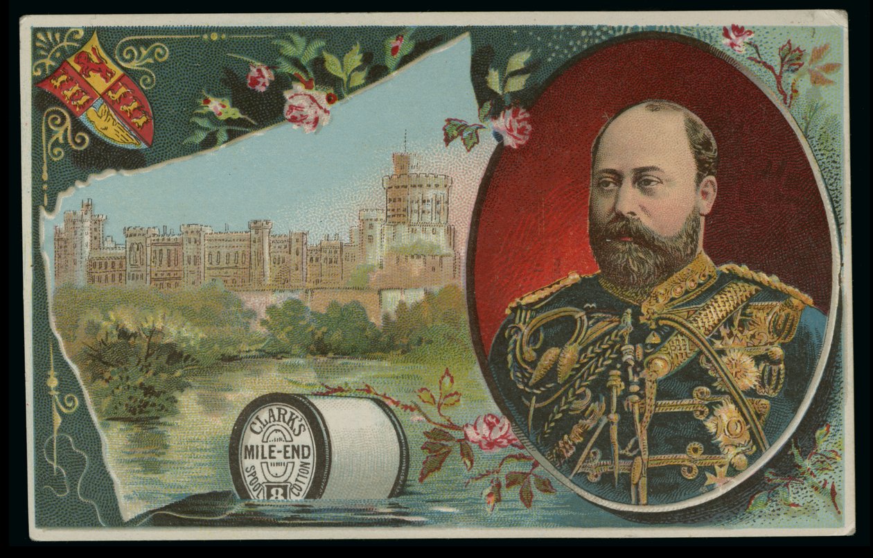 Clarks Mile-End Spool Cotton Trade Card av American School