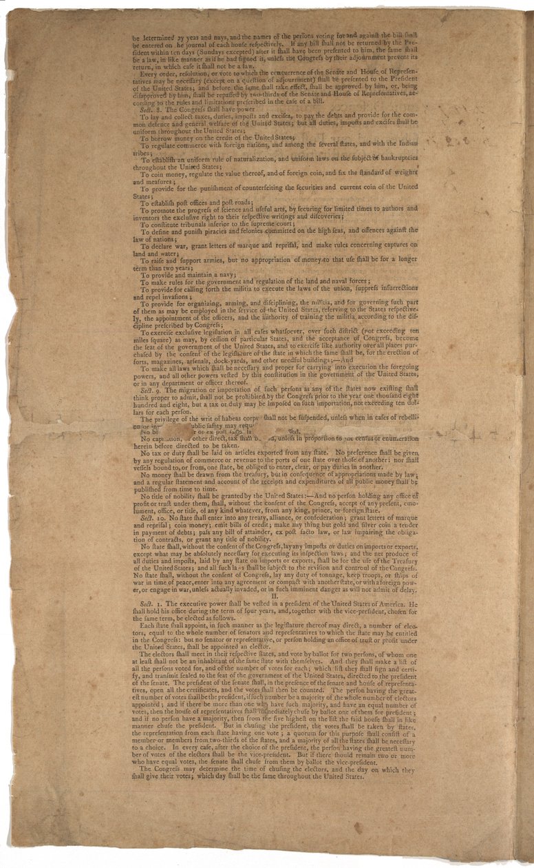 Grunnloven, første trykk, trykt av Dunlap & Claypoole, 17.–19. september 1787 (se også GLC 695933, GLC 695935 og GLC 695936) av American School