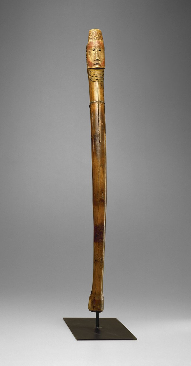 Coup Stick, Yankton Sioux, ca. 1880 (tre, messingspiker, pigment og varmefilmerker) av American School