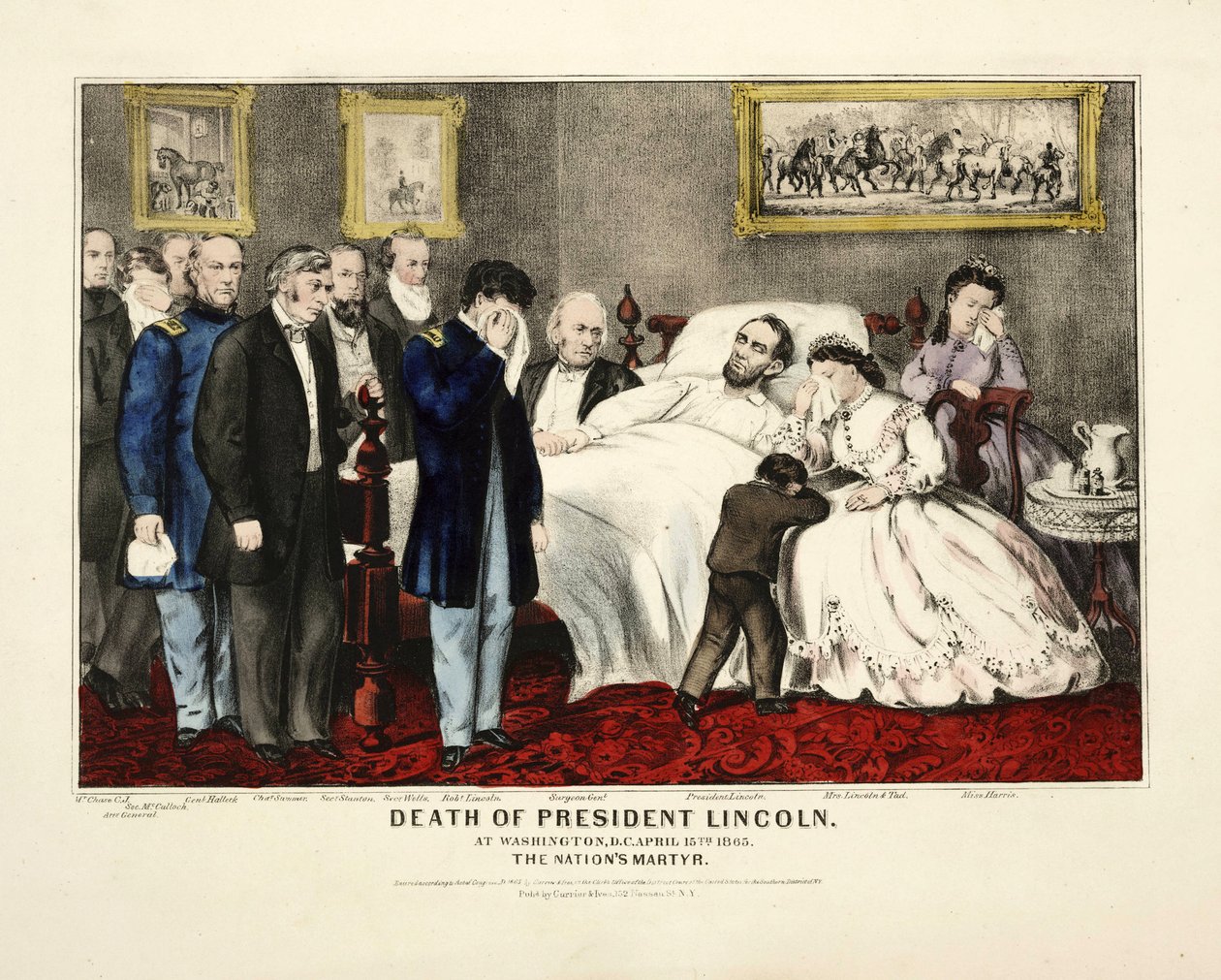 President Lincolns død, i Washington, DC, 15. april 1865, pub. 1865 av American School