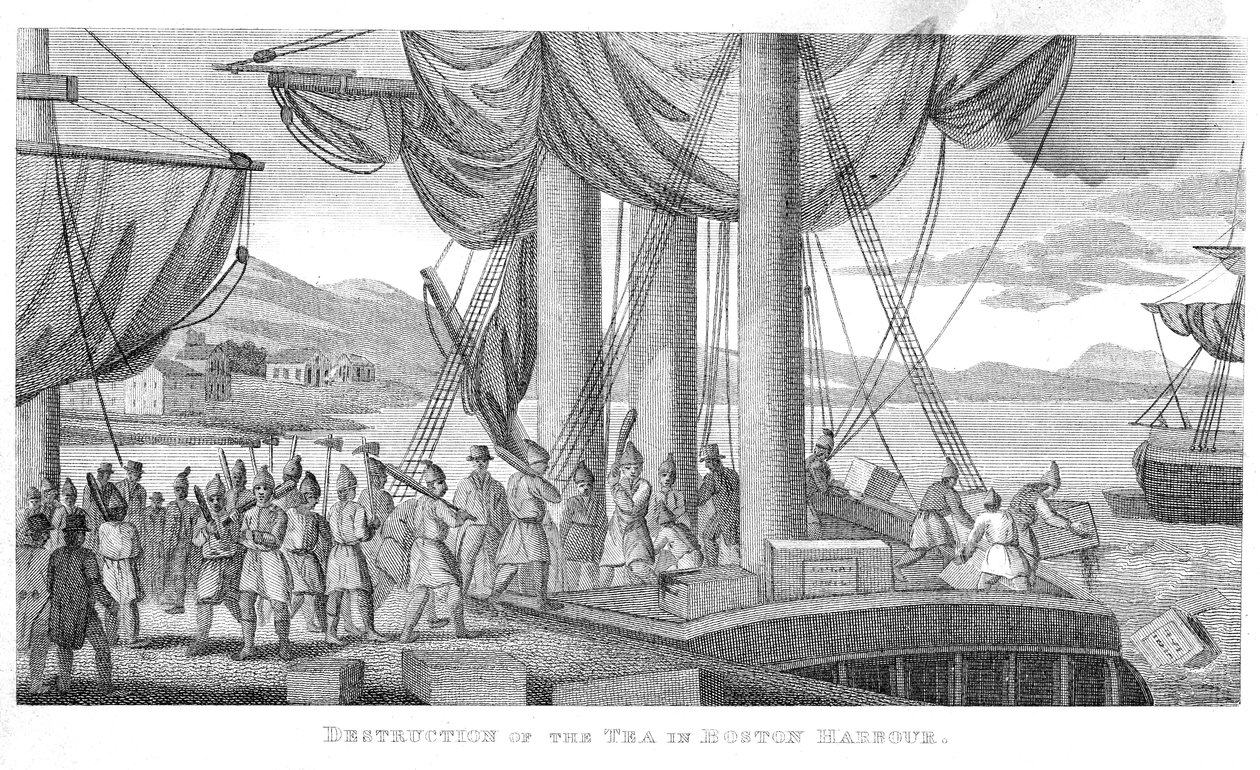 Ødeleggelse av teen i Boston Harbor i 1773 av American School