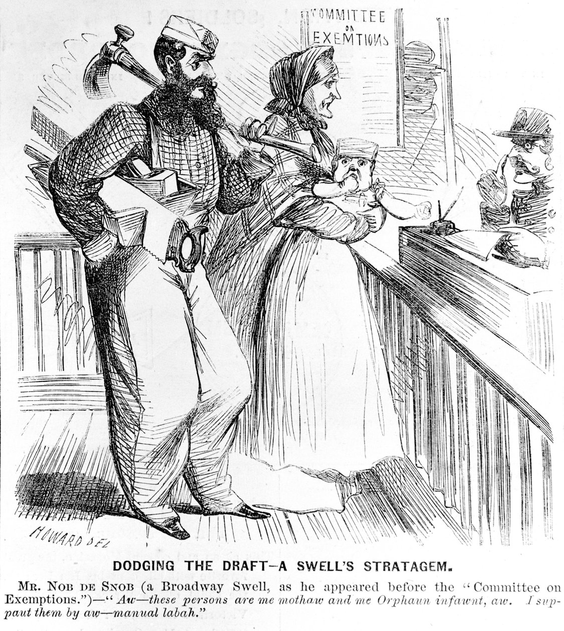 Dodging a Draft - A Swollen Stratagem, fra Frank Leslies Illustrated Newspaper, 19. september 1863 av American School