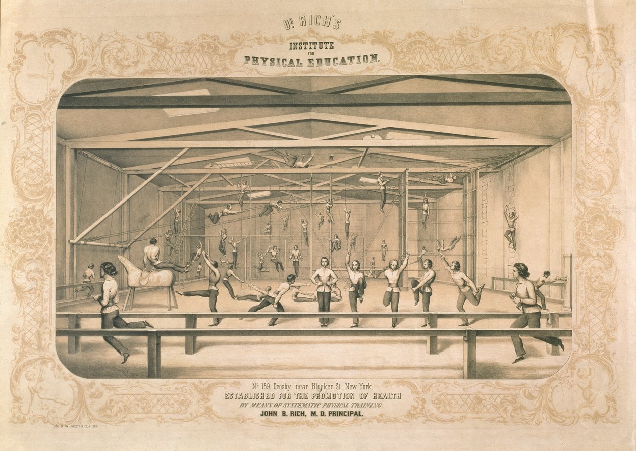 Dr. Richs Institute for Physical Education, gravert og pub. av Wm. Endicott & Co, New York, 1850 av American School