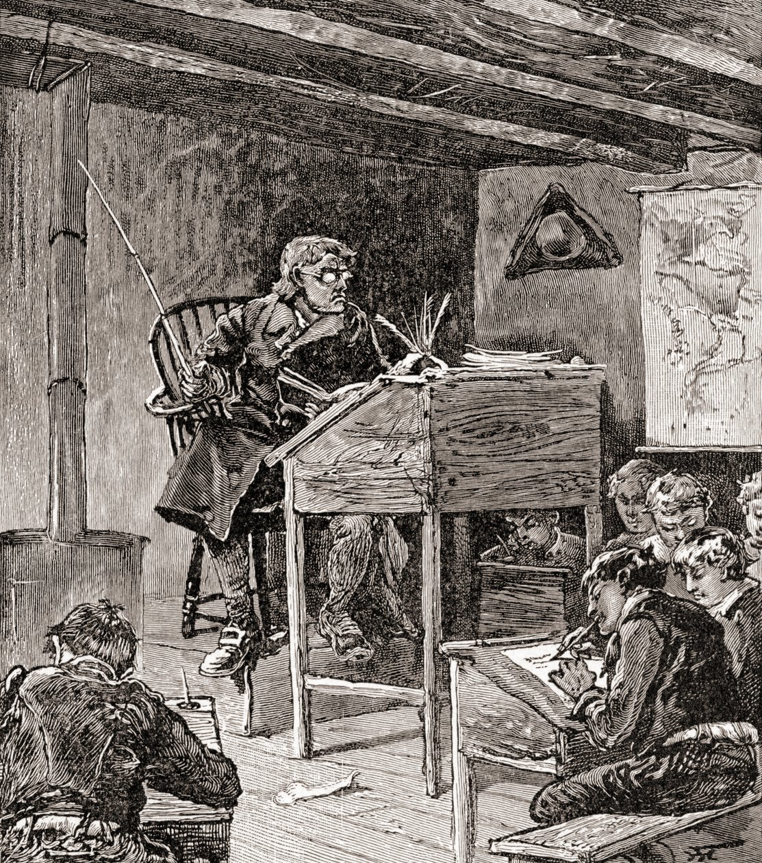 Utdanning på 1700- og 1800-tallet, fra 'The History of Our Country', utgitt 1905 (tregravering) av American School