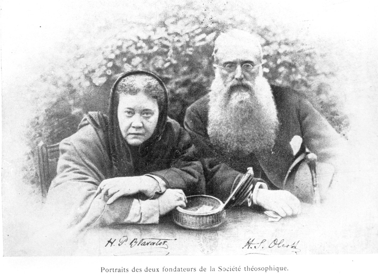 Elena Petrovna Blavatsky (1831-91) og oberst Henry Steel Olcott (1832-1907), fra Histoire Authentique de la Societe Theosophique av Olcott, utgitt i 1908 av American School