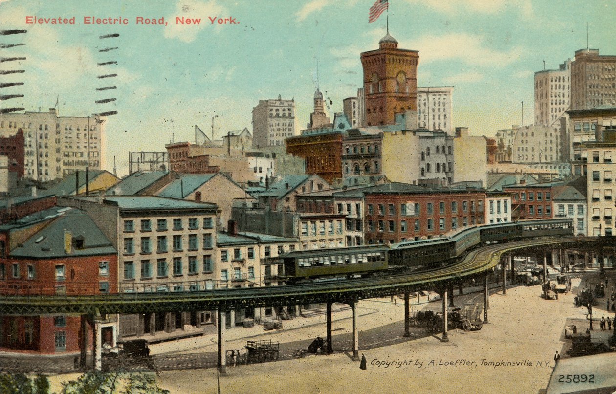 Elevated Electric Road, New York, ca. 1900 av American School