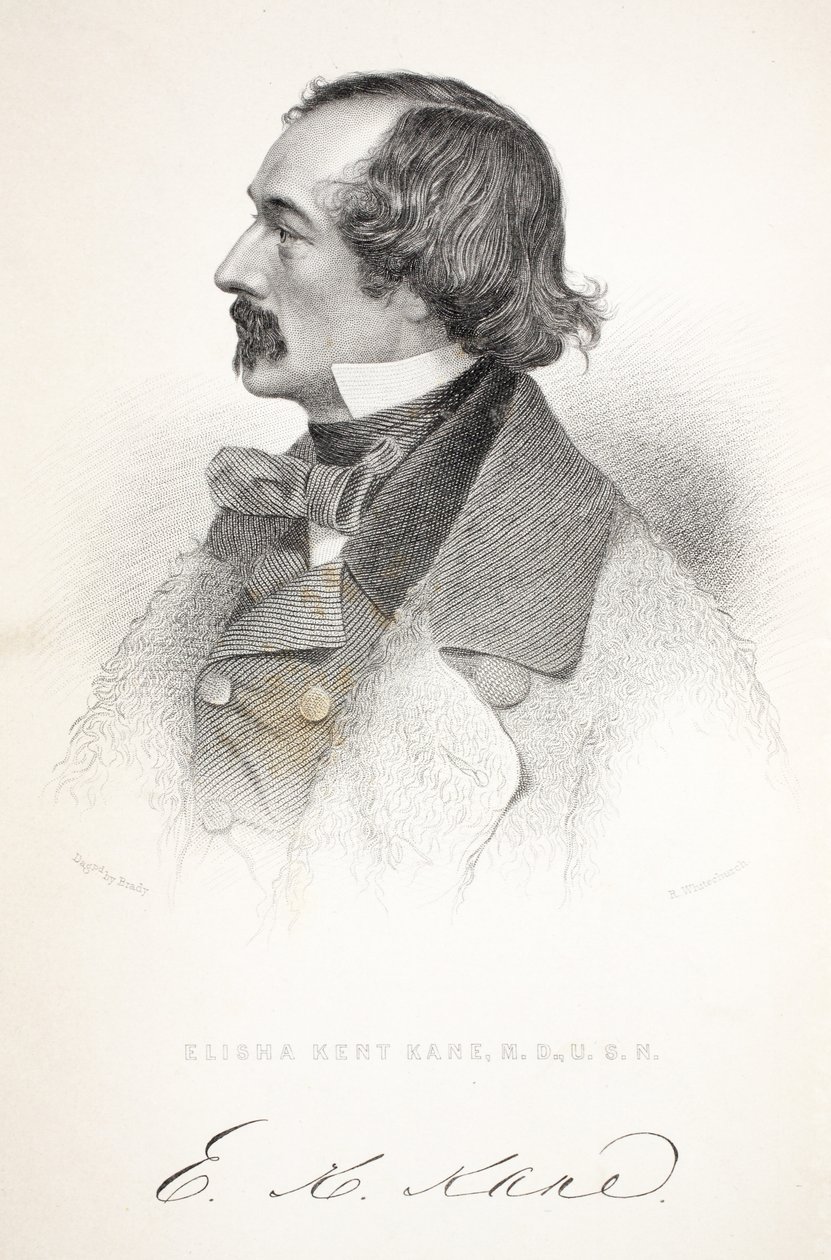 Elisha Kent Kane, illustrasjon fra The second Grinnell Expedition in Search of Sir John Franklin..., 1856 av American School