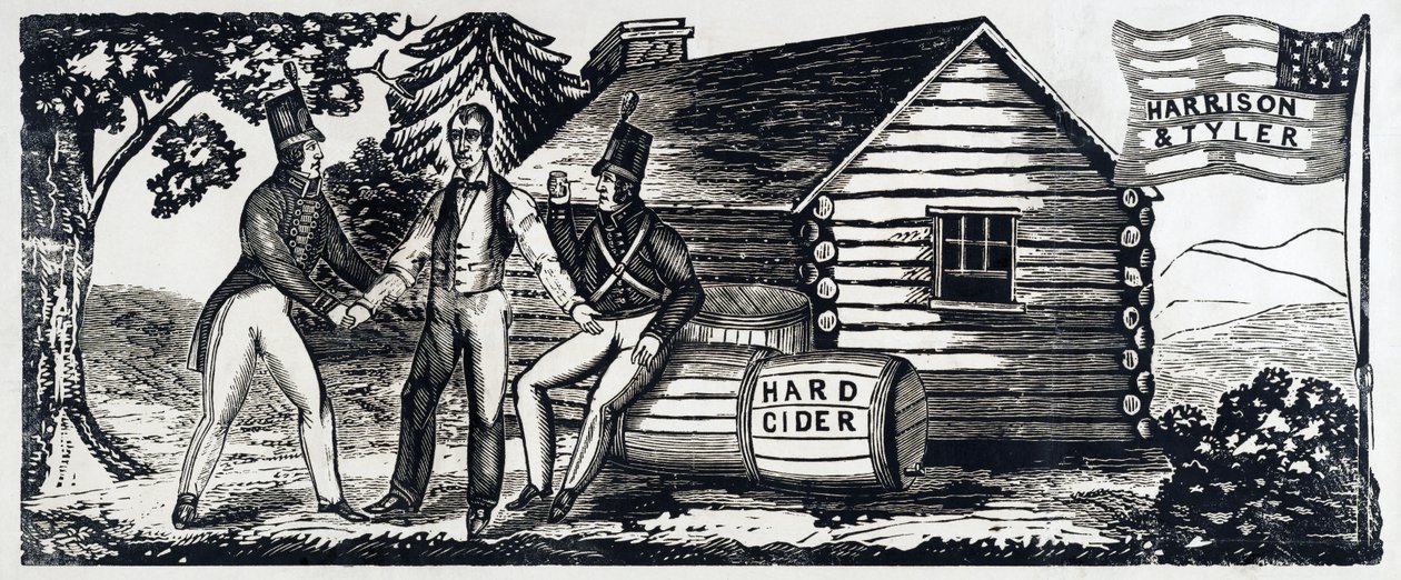 Emblem for Harrison & Tyler Presidential Campaign i 1840, pub. 1840 (tresnitt) av American School