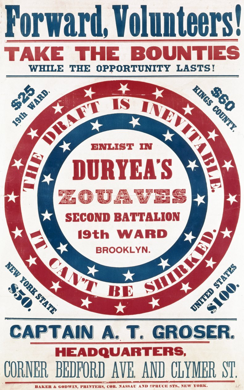 Verve deg til Duryeas Zouaves, Second Battalion, 19th Ward, Brooklyn, ca. 1861 av American School