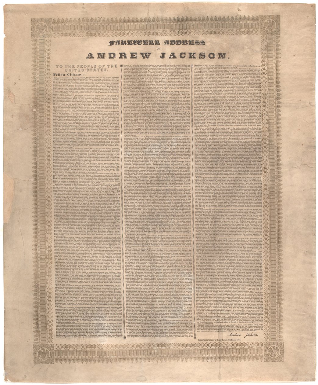 Avskjedsadresse til Andrew Jackson, 1837 av American School