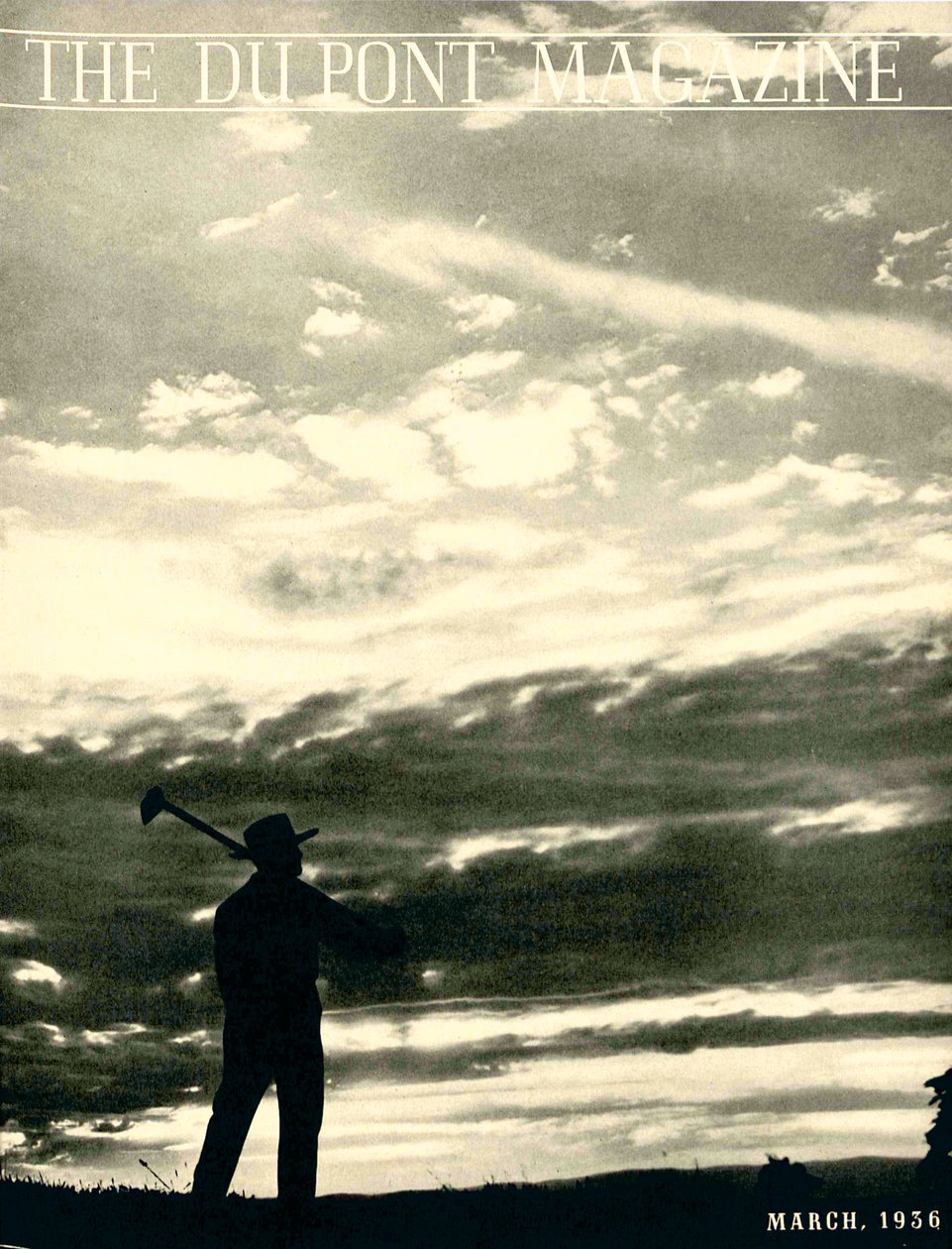 Farmer in field, forside av DuPont Magazine, mars 1936 av American School