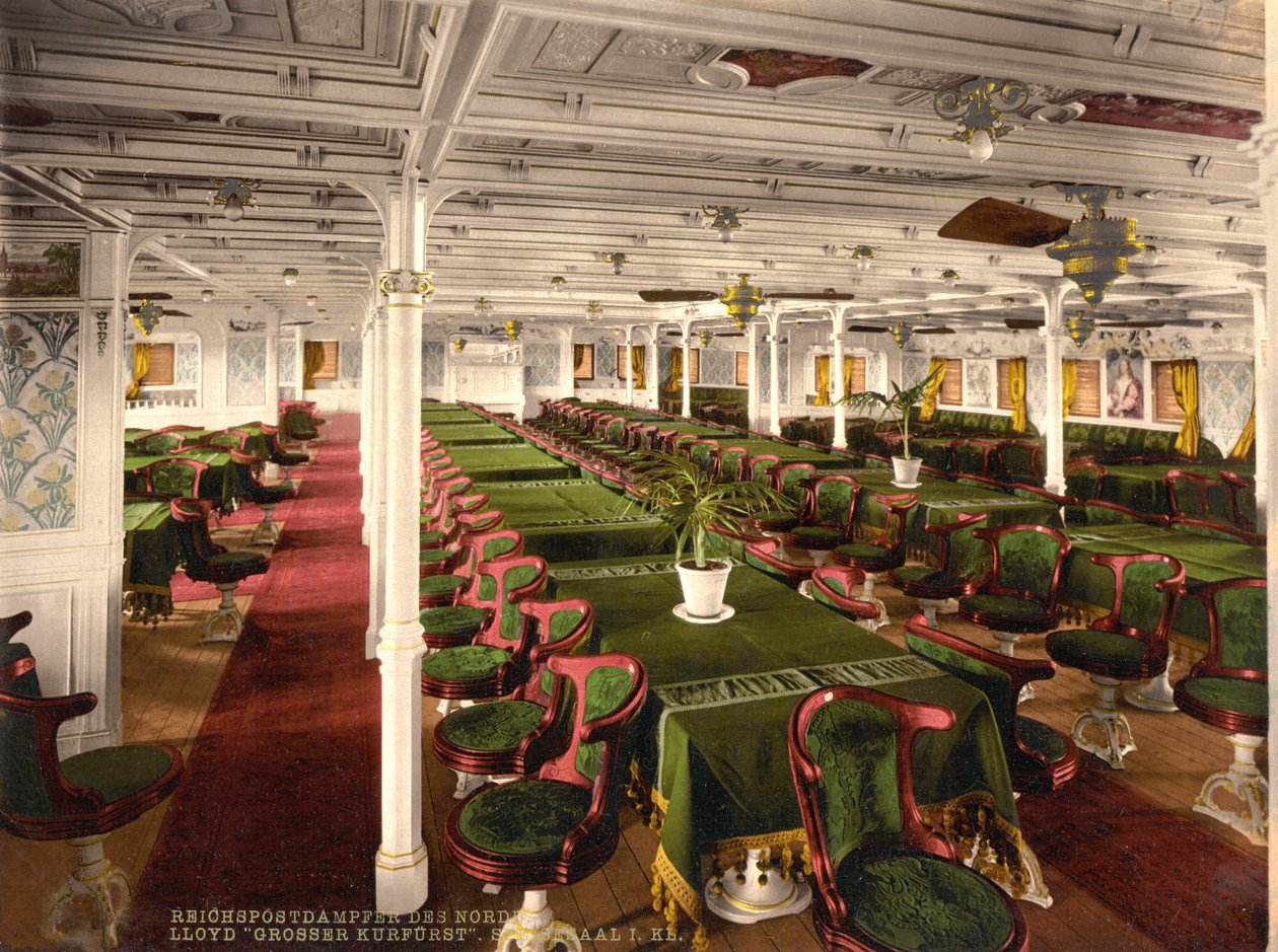 Førsteklasses spisestue på Grosser Kurfurst, pub. C1899. av American School