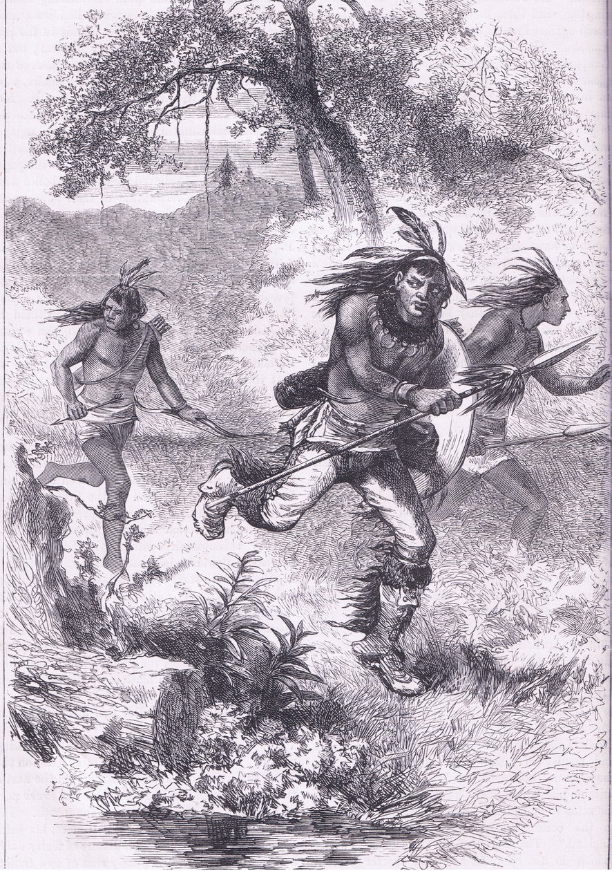 Flight of the Indians etter massakren, illustrasjon fra Cassell