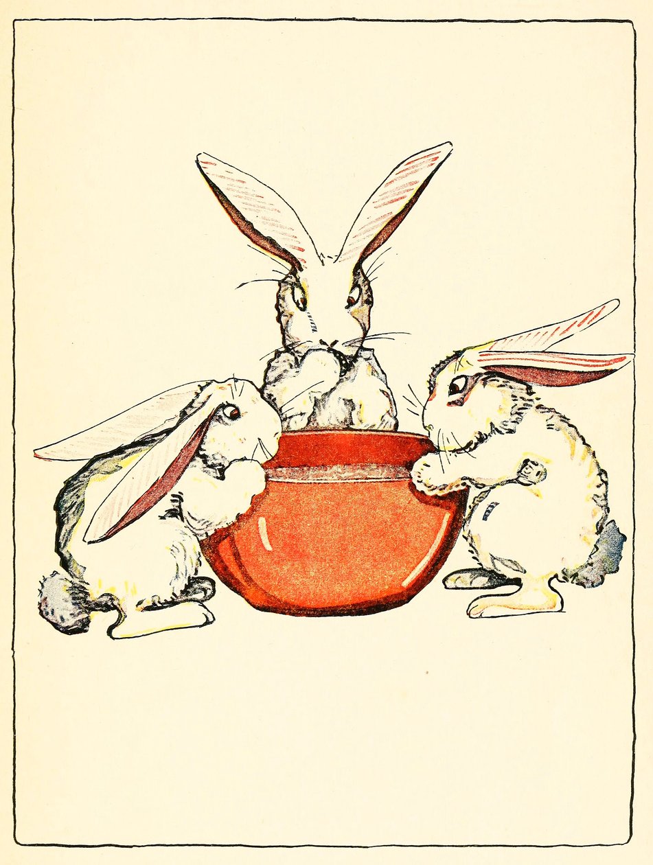 Flopsy, Mopsy og Cotton-Tail hadde brød og melk og bjørnebær til middag, 1916. av American School