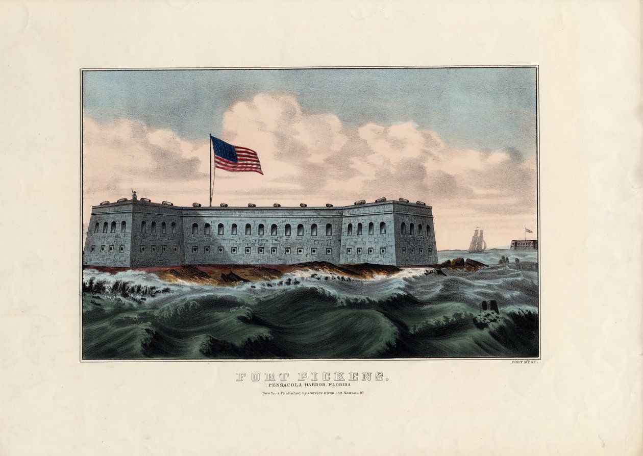 Fort Pickens: Pensacola Harbor, Florida, pub. av Currier & Ives, ca. 1865 av American School