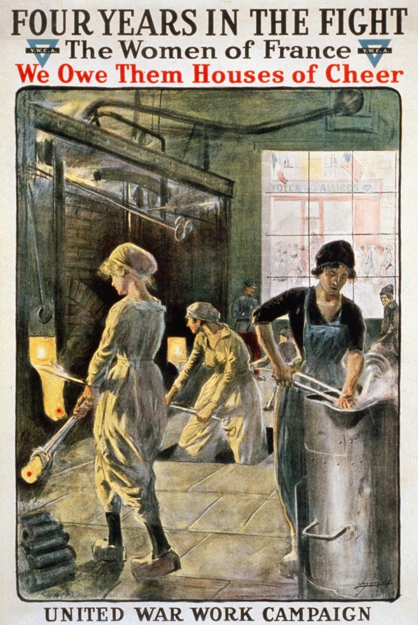 Fire år i slaget: Franske kvinner i krigen - plakat av YMCA. sd. rundt 1917. av American School