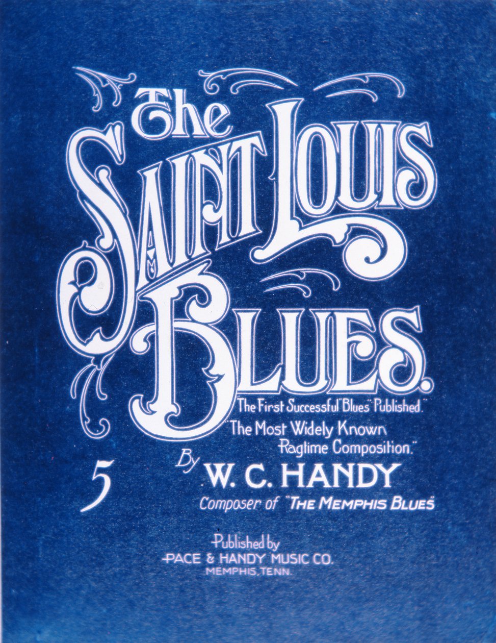 Forside av 'The Saint Louis Blues', av WC Handy (1873-1958) 1941 (farge litho) av American School