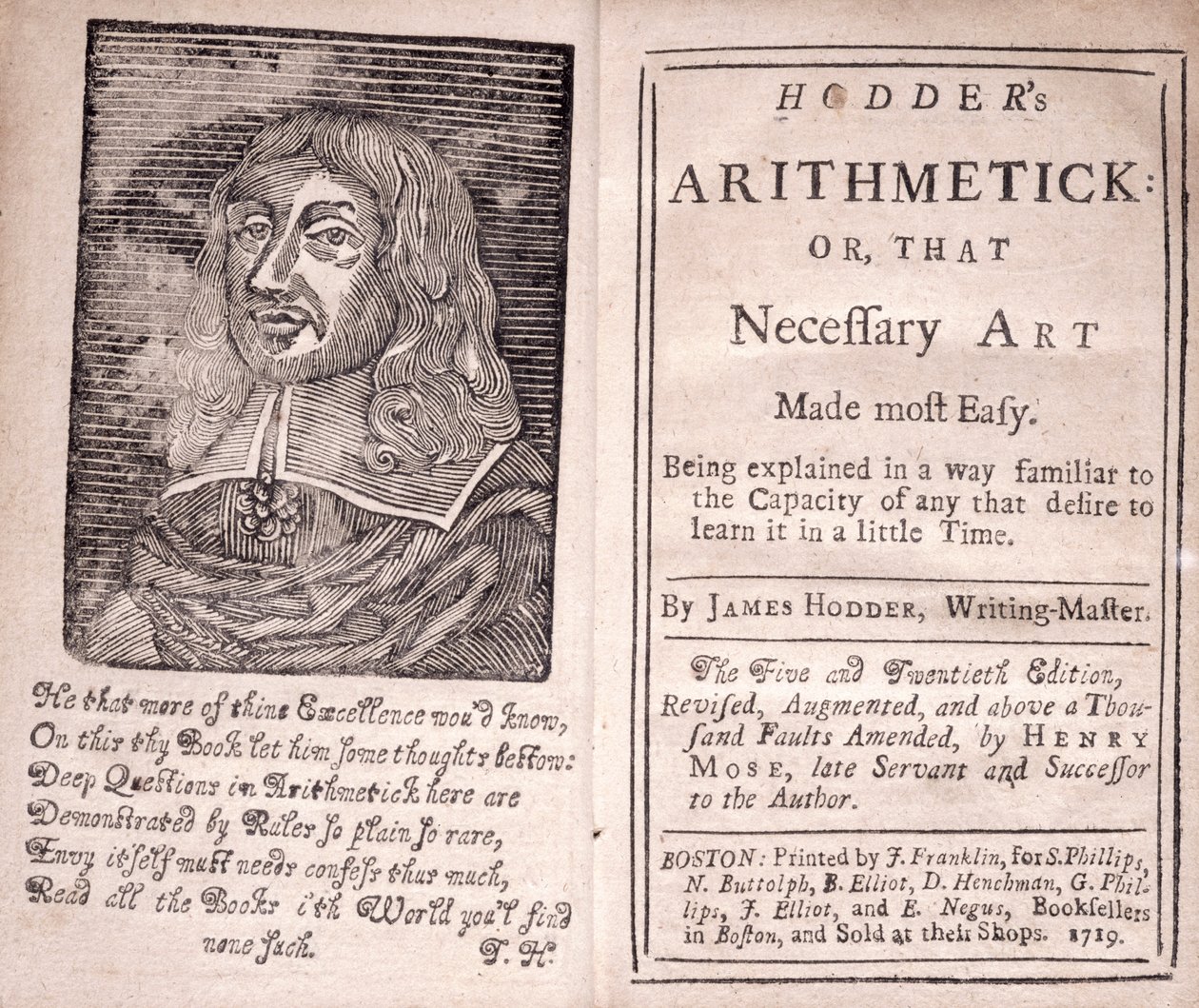 Frontispice og tittelside for Hodders Arthimetick or, That Necessary Art Made most Easy, av James Hodder, 1719 av American School