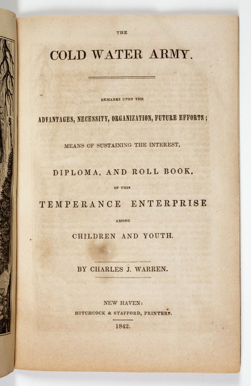 Frontispice for The Cold Water Army Pledge av Charles J. Warren, 1842 av American School