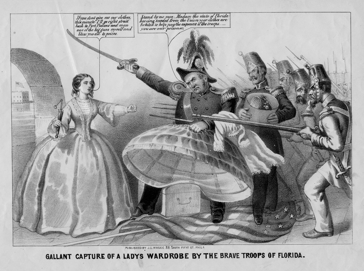 Galant fangst av en damegarderobe av de modige troppene i Florida, utgitt av J.L. Magee, Philadelphia, ca. 1861 av American School