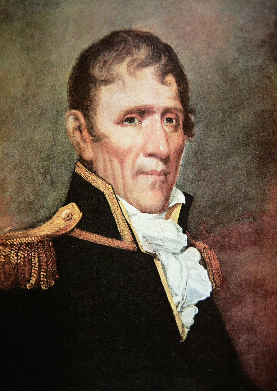 General Andrew Jackson (farge litho) av American School