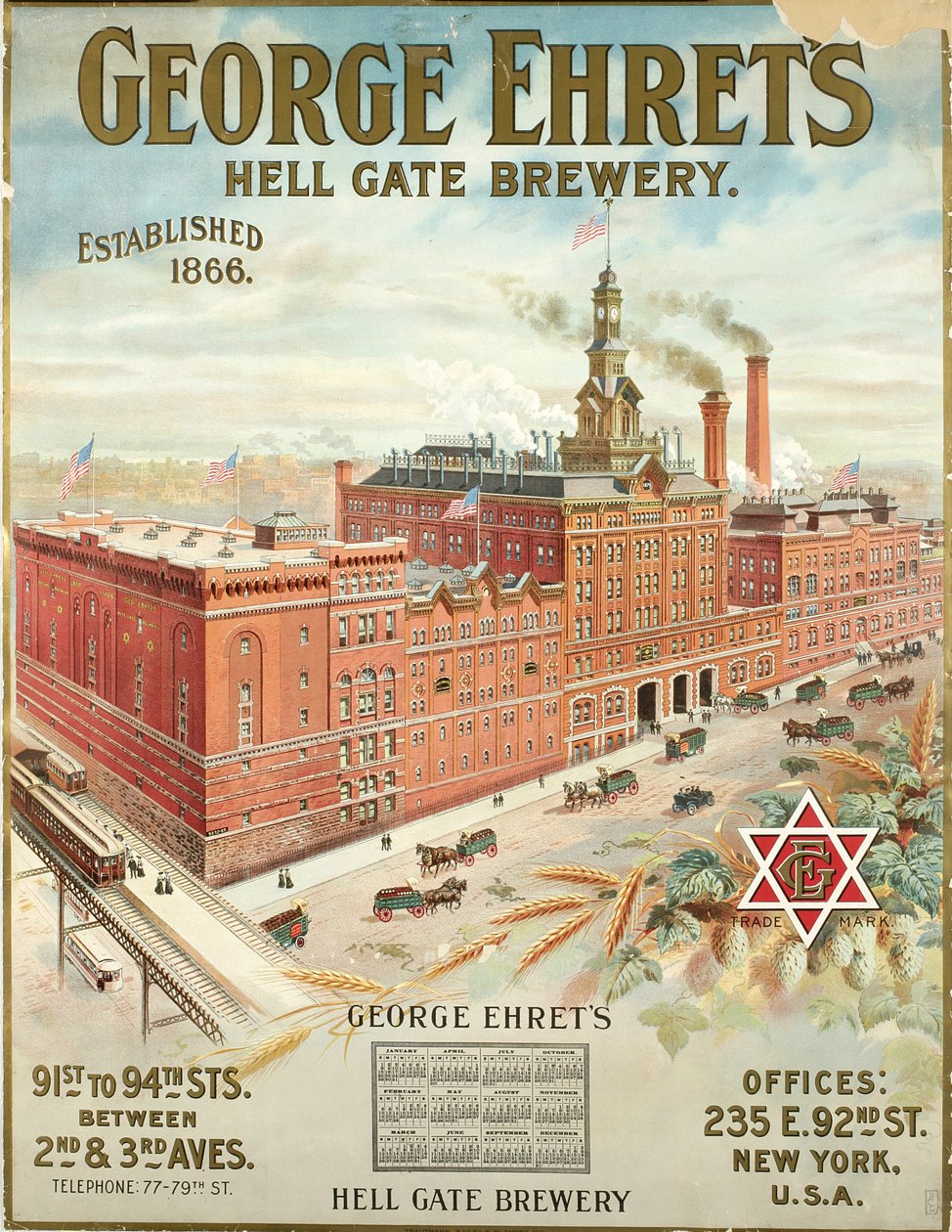 George Ehrets Hell Gate Brewery, etablert 1866 av American School