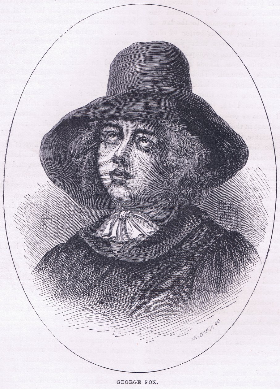 George Fox 1651, illustrasjon fra Cassells History of the United States pub. av Petter & Galpin ca. 1890 av American School