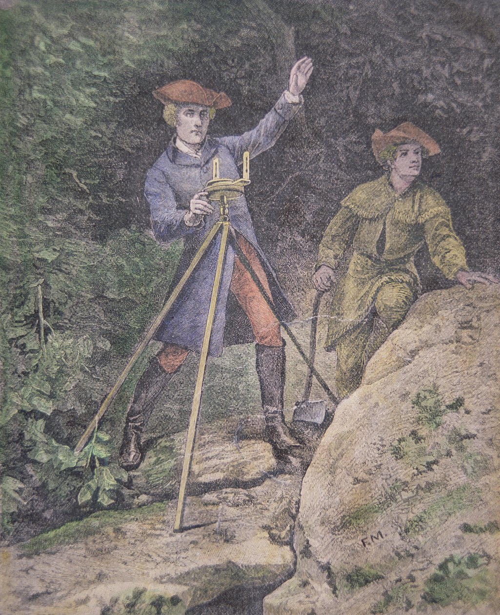 George Washington som landmåler i Virginia, 21 år gammel (farge litho) av American School