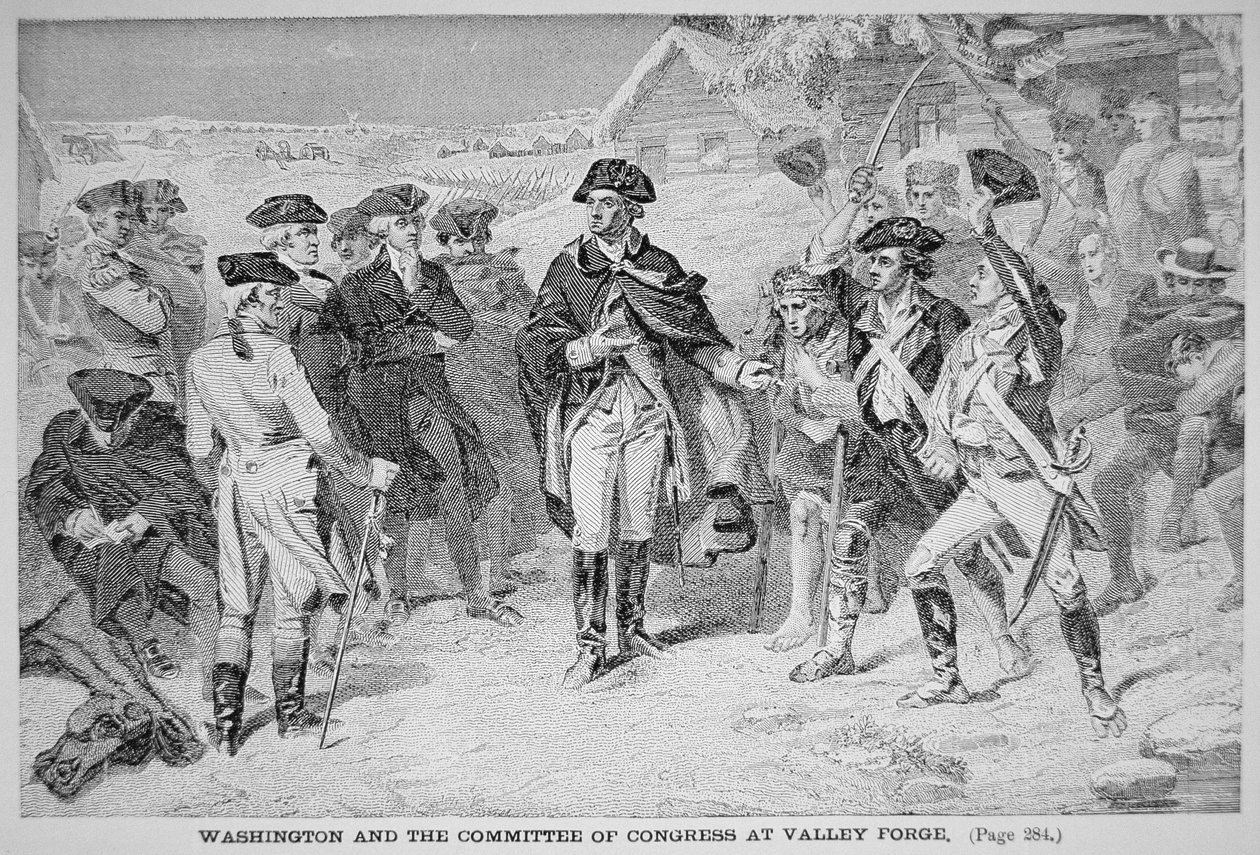 George Washington i Valley Forge med sin kontinentale hær, vinter og vår av American School
