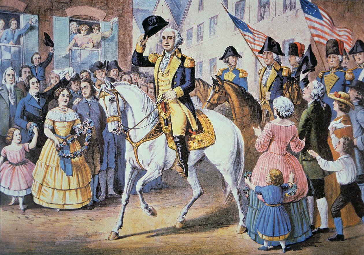 George Washington kommer inn i New York City 25. november av American School