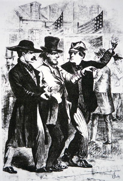 Å drikke en velger full for å påvirke hans stemme ved valget i 1864 (gravering) av American School
