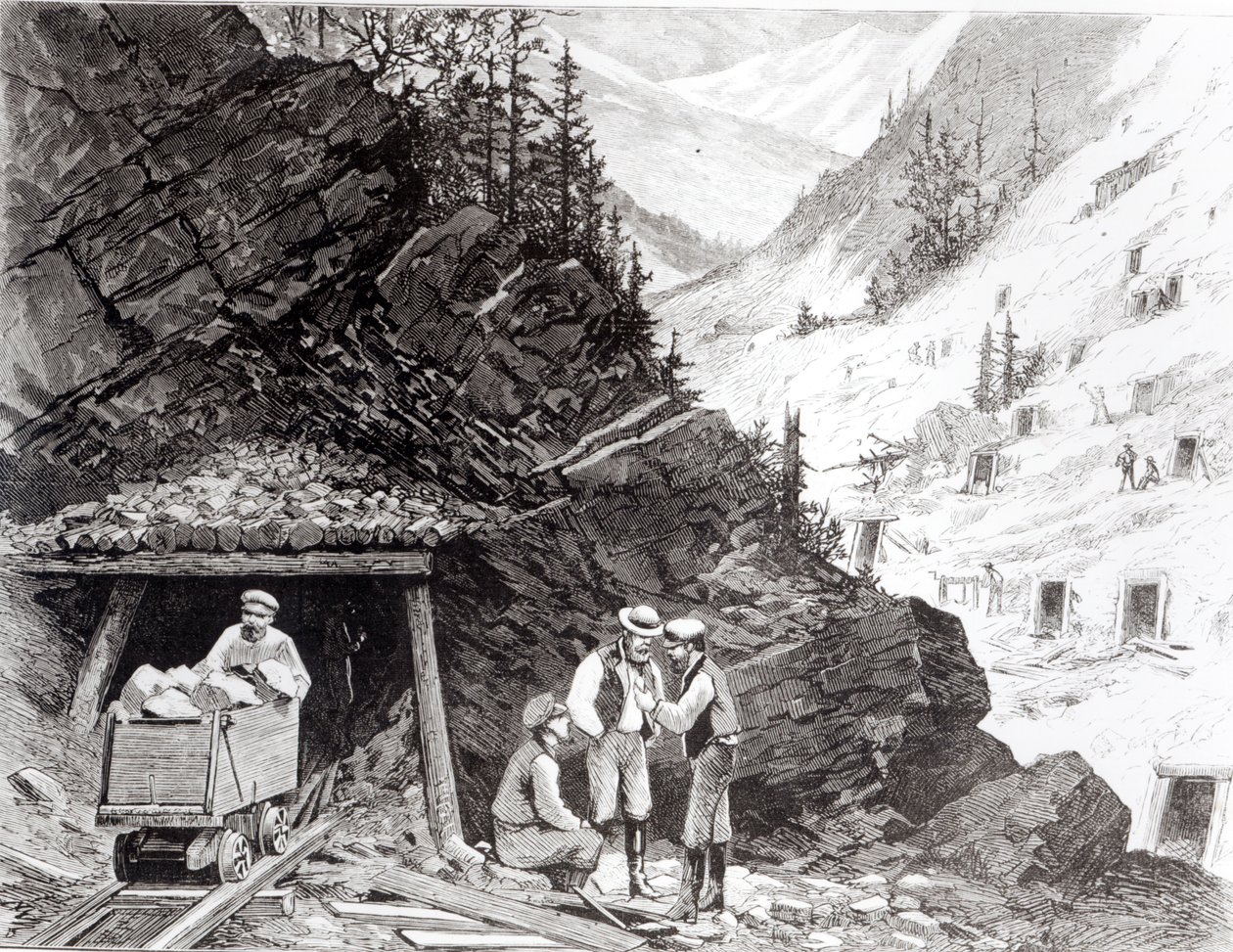 Gold and Silver Mining, Colorado - A Honey Combed Mountain, fra en tegning av Frenzeny og Tavernier av American School