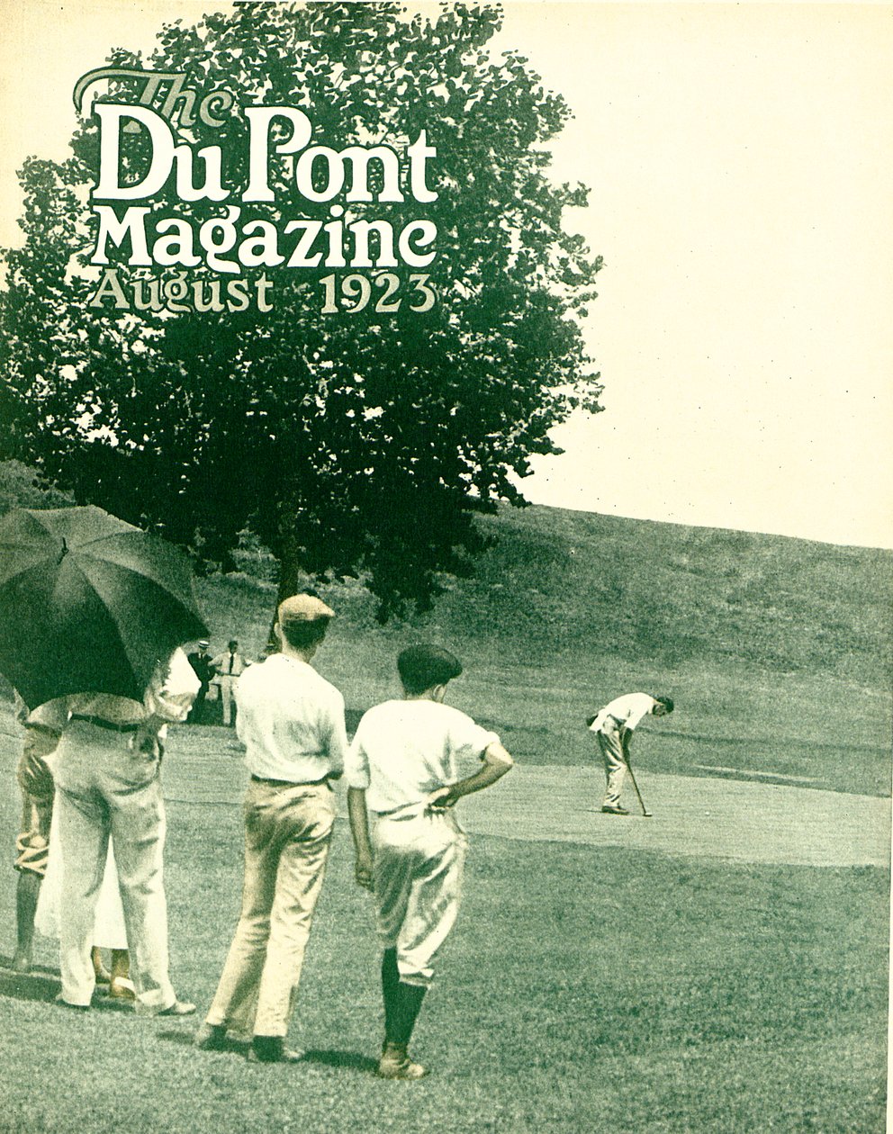 Golf, forside av DuPont Magazine, august 1923 av American School