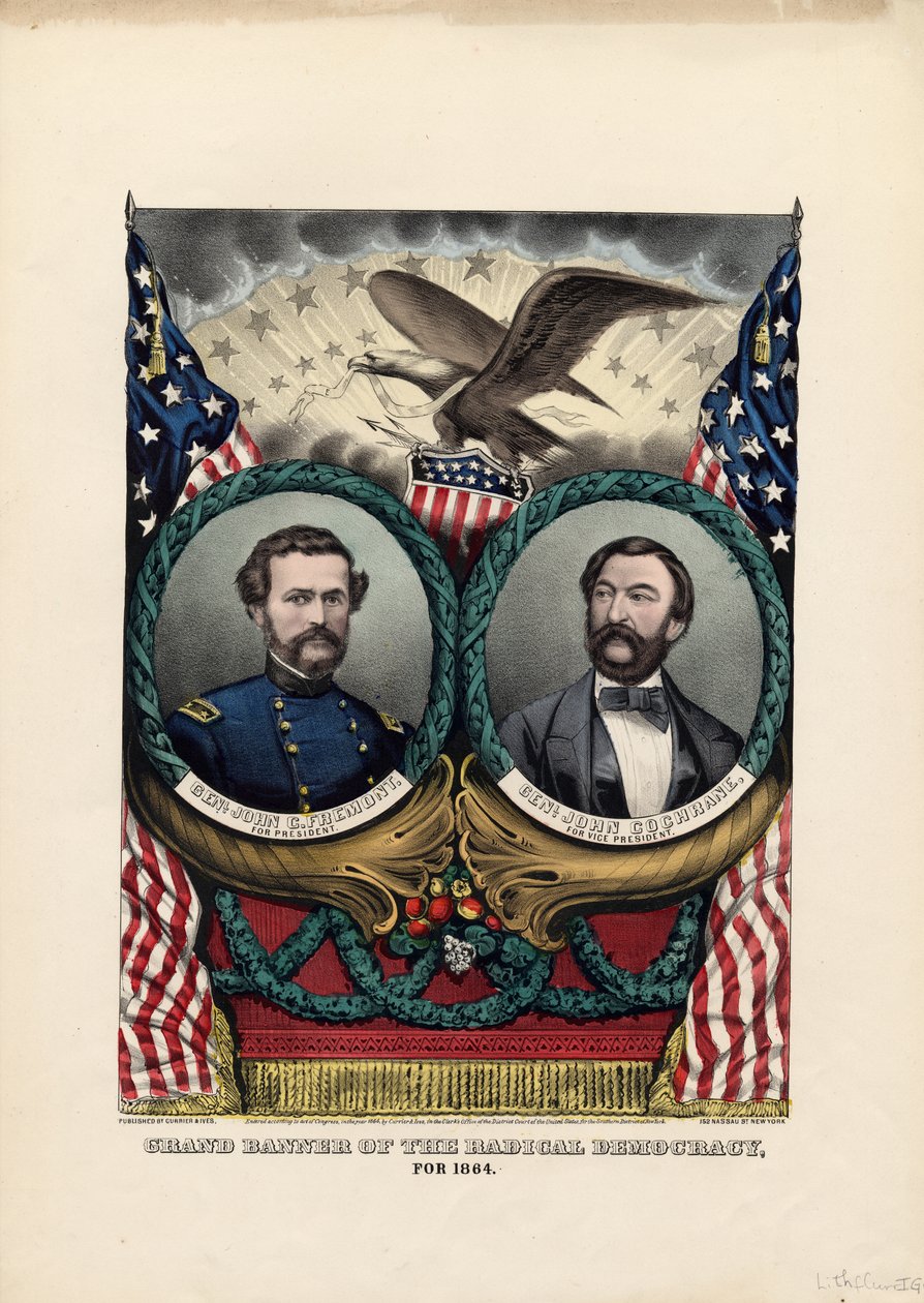 Det radikale demokratiets store banner, for 1864, pub. av Currier & Ives, 1864 av American School