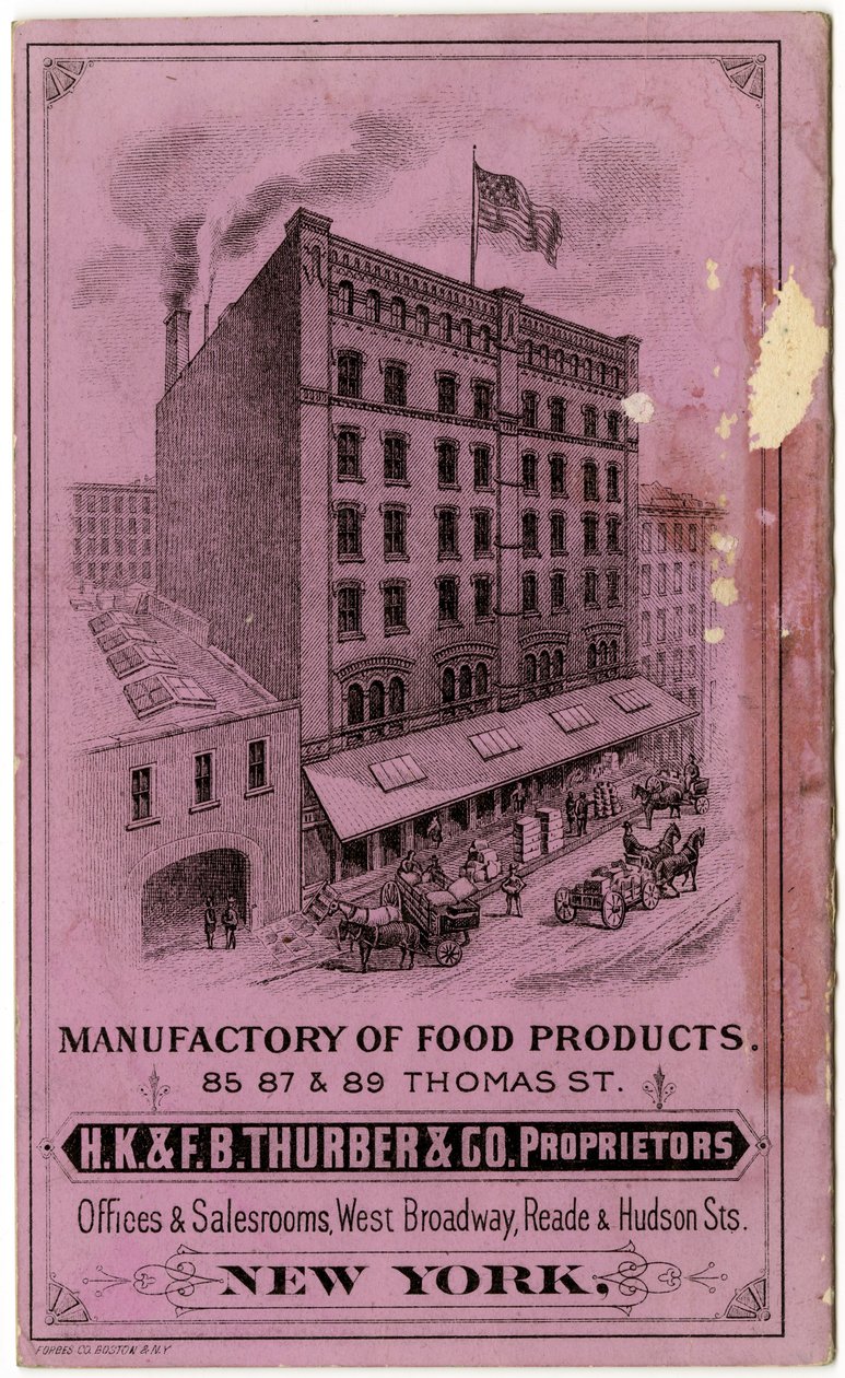 H.K. & F.B. Thurber & Co. handelshefte, verso (gravert hefte) av American School