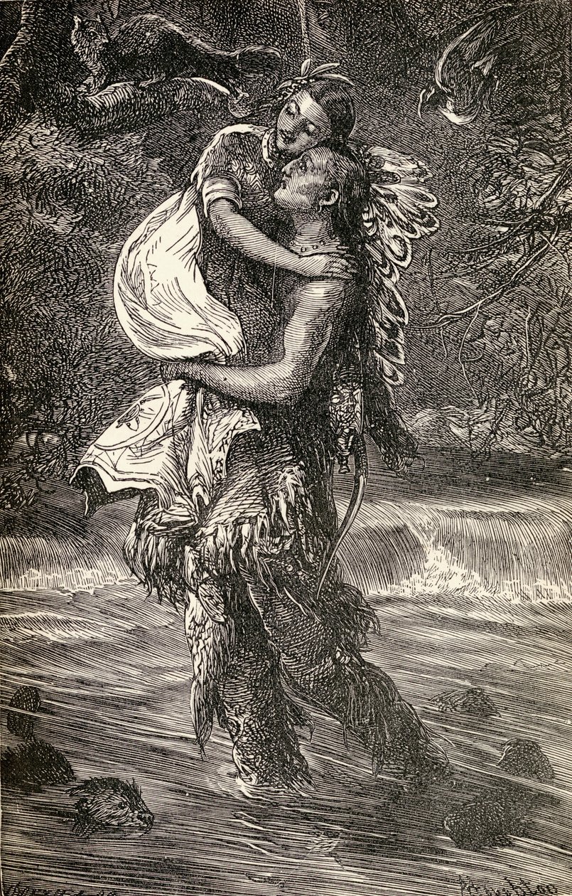 Hiawatha og Minnehaha, illustrasjon fra diktet 