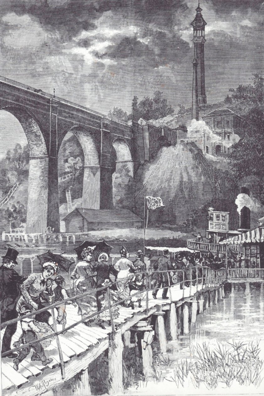 High Bridge over Harlem River, som frakter ferskvann fra Westchester County til Central Park-reservoaret av American School