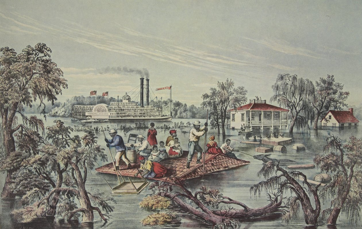 High Water In The Mississippi, pub. 1868, Currier & Ives av American School