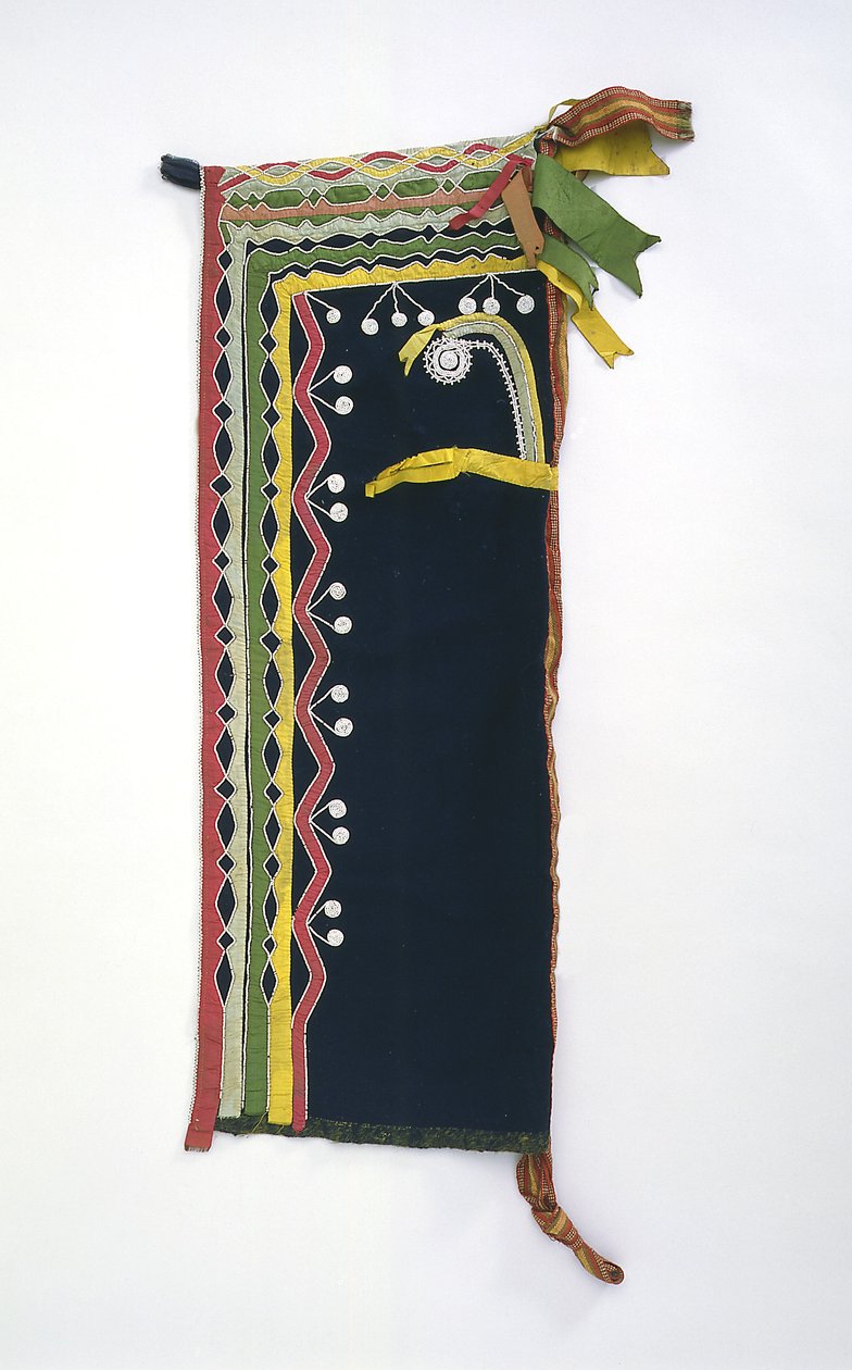 Hette, Chippewa, ca. 1840 (ull, glassperler og silkebånd) av American School