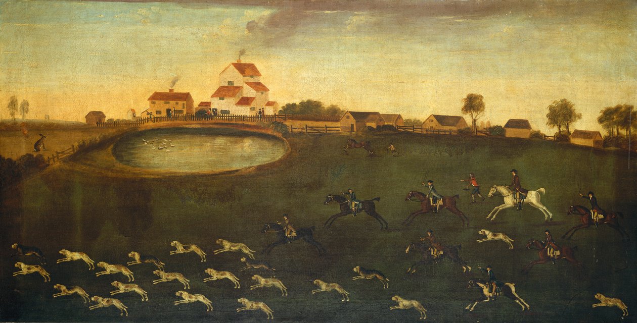 Jaktscene med dam, 1700-tallet av American School
